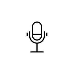 Big microphone Icon in black line style icon, style isolated on white background