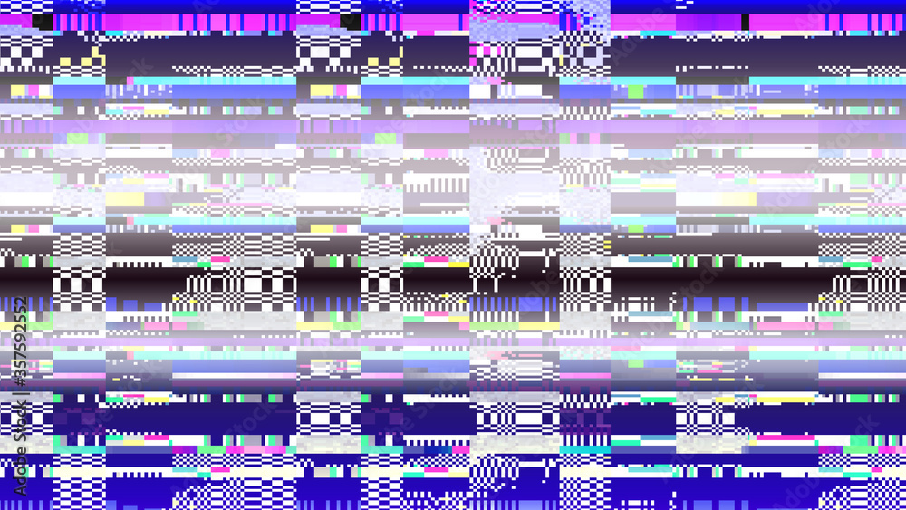 Poster glitch background. computer screen error. digital pixel noise abstract design. television signal fai