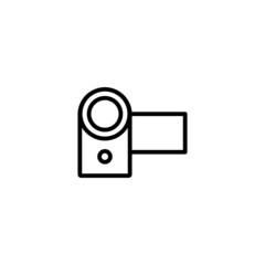 Camcoder, handycam,  Video camera vector icon in black line style icon, style isolated on white background