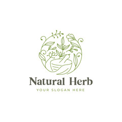 vintage natural herb logo design