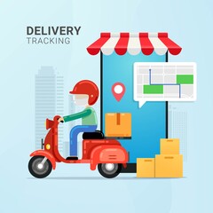 Delivery Tracking on mobile device vector illustration