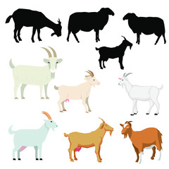 Collection of the various vector of goats isolated on white background