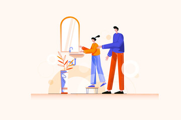Vector Illustration Of Washing Hands