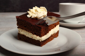 Cream Pie. Chocolate Sponge Cake filled with whipped cream.