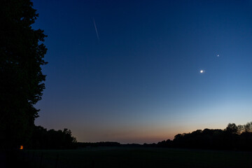 sunset with venus and moon