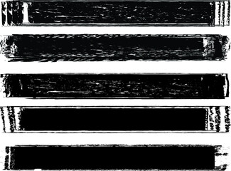 Grunge Paint Roller . Vector brush Stroke . Distressed banner . Black stripes isolated. paintbrush collection . Modern Textured shape . Dry border in Black . Bulge lines