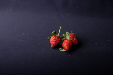Three Fresh Strawberries  