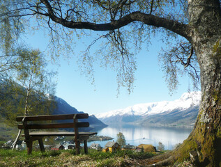 a view of a lake in the mountains