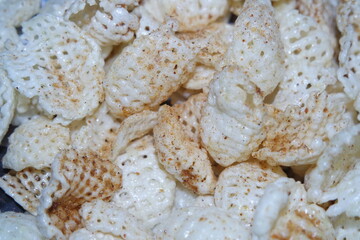 Closeup view of freshly fried chips as fast food usually eaten with tea.