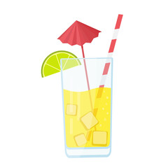 fresh lemon juice fruits cocktails vector illustration flat design