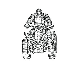 ATV. An emblem for a Quad bike. Vector illustration. Graphics. Engraving