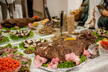 Baked pork leg with vegetables