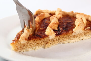 Shoofly Tart with Golden Syrup Filling. Isolated on white background.