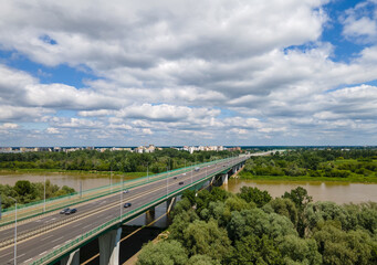 view of the Vistula bridge in Warsaw