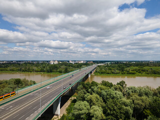 view of the Vistula bridge in Warsaw