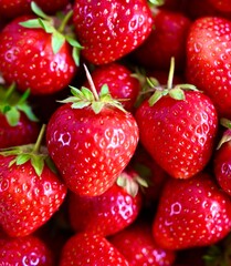 background from freshly harvested strawberry top view.