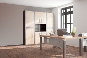 modern office room interior design. 3D illustration