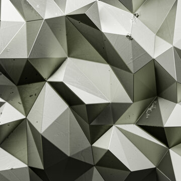 3D rendering of silver color triangle polygonal © hin255