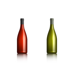 Bottles of rose and white wine, vector illustration.