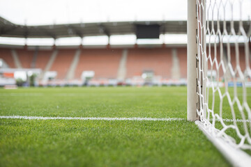 Detail of post of goal at the football stadium