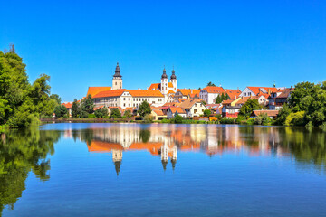 Fototapeta na wymiar Telc, Czech republic, view from lake