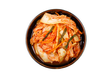 Kimchi cabbage in a bowl isolated on white background.