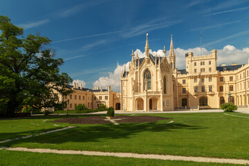 Fototapeta premium Lednice castle and palace (Zamek Lednice) in a village in South Moravia in the Czech Republic