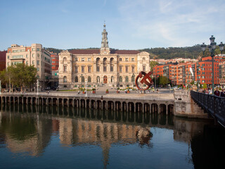 Bilbao City Hall building, located in the Ernesto Erkoreka square, where you can see a sculpture by Jorge Oteiza, Basque Country, Spain, Bilbao, Vizcaya