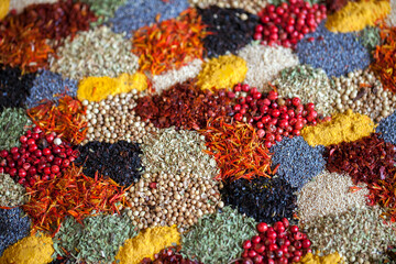 Fototapeta na wymiar Colorful Mixture of Different Taste of Spices