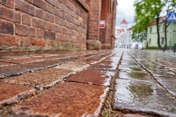 Wet stone pavement in the old town