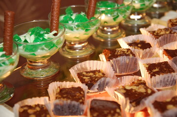 Coconut pandan and brownies desserts