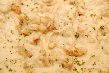 Fish fillet with cream sauce meal