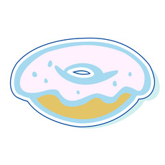 Donut. Isolated element on a white background. Doodle style. Sticker. Cartoon picture for scrapbooking, decoration, congratulations, invitation cards, etc.