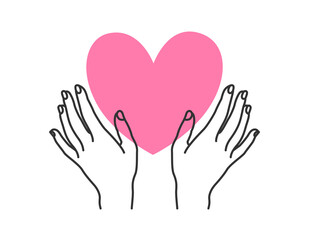 Vector illustration of hand hold heart