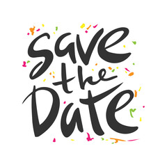 Save the date vector hand drawn lettering