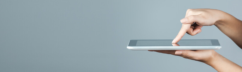woman hand tablet
