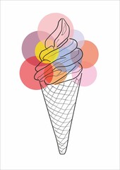 Ice cream illustration on a colored background