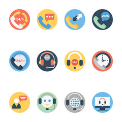 Call Services Flat Rounded Vectors Pack 