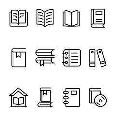Study Books Line Vector Pack 
