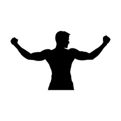 silhouette of a young man show biceps' 