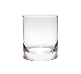 Short clear glass on white background
