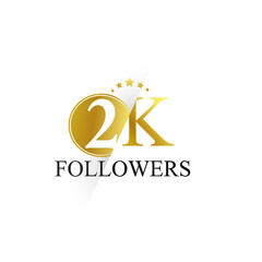 2K,2000 Follower Thank you simple design isolated on white background for social media, internet, website - Vector