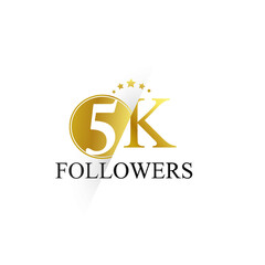 5K,5000 Follower Thank you simple design isolated on white background for social media, internet, website - Vector