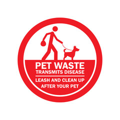clean up your dog waste warning sign. vector illustration