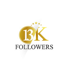 13K,13.000 Follower Thank you simple design isolated on white background for social media, internet, website - Vector