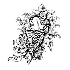 Betta Fish Flower Lineart. Perfect for t-shirt/apparel, merchandise, pin design, etc