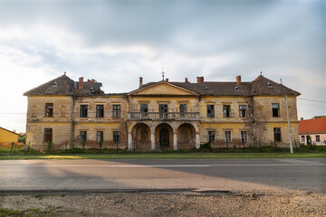 Vlajkovac, Serbia - June 04, 2020: Bissingen-Nipenburg Castle in Vlajkovac, Serbia. It was erected in 1859 and is a cultural monument of great importance. Abandoned castle