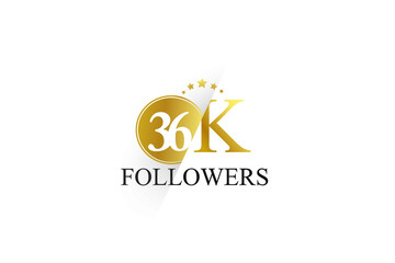 36K, 36.000 Follower Thank you simple design isolated on white background for social media, internet, website - Vector