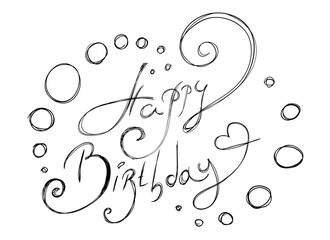 Hand-drawn inscription Happy Birthday