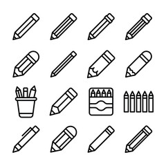 Pack Of Pencils Line Icons Pack